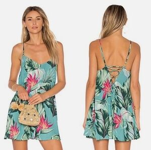EUC Show Me Your Mumu Carousel Lace Up Mini Dress in Kauai Hugs Cloud Size Small
